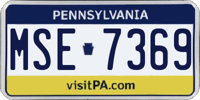 PA license plate MSE7369