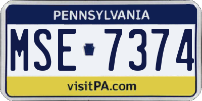 PA license plate MSE7374