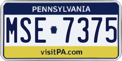 PA license plate MSE7375