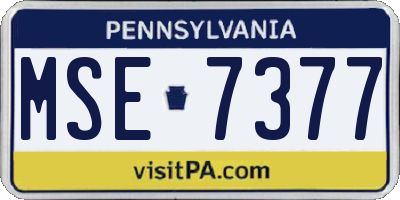 PA license plate MSE7377
