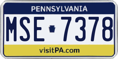 PA license plate MSE7378