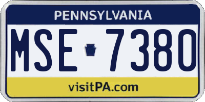 PA license plate MSE7380