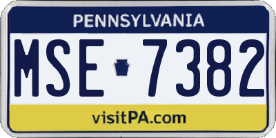 PA license plate MSE7382