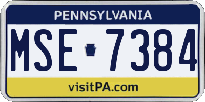 PA license plate MSE7384