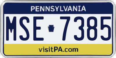 PA license plate MSE7385