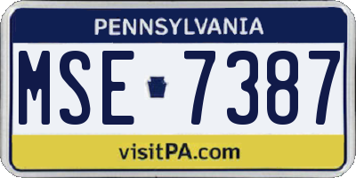 PA license plate MSE7387