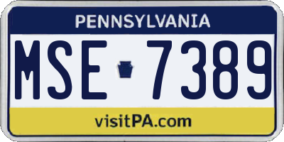 PA license plate MSE7389