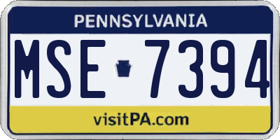 PA license plate MSE7394
