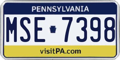 PA license plate MSE7398