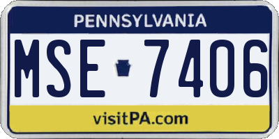 PA license plate MSE7406