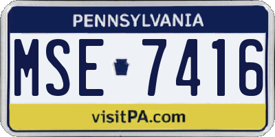 PA license plate MSE7416