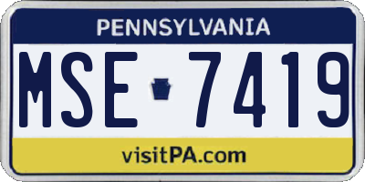 PA license plate MSE7419