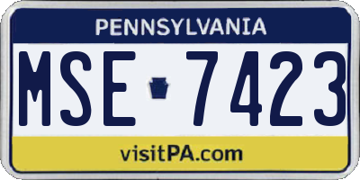 PA license plate MSE7423
