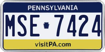 PA license plate MSE7424