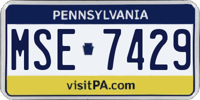 PA license plate MSE7429