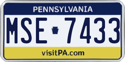 PA license plate MSE7433