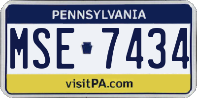 PA license plate MSE7434