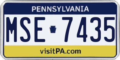 PA license plate MSE7435