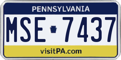 PA license plate MSE7437