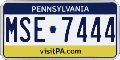 PA license plate MSE7444