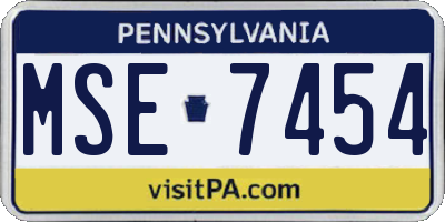 PA license plate MSE7454