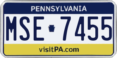 PA license plate MSE7455