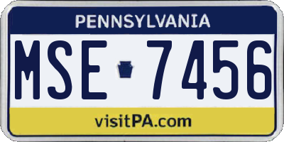 PA license plate MSE7456