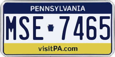 PA license plate MSE7465