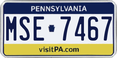 PA license plate MSE7467