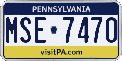 PA license plate MSE7470