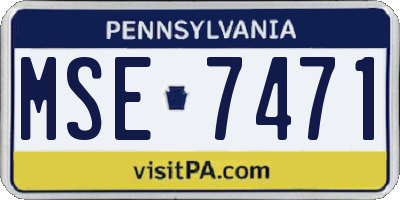 PA license plate MSE7471