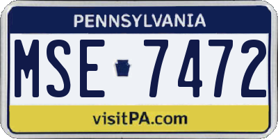 PA license plate MSE7472
