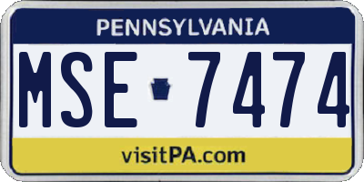 PA license plate MSE7474