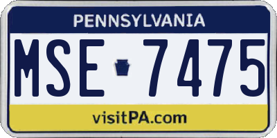 PA license plate MSE7475