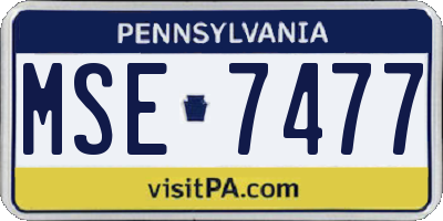 PA license plate MSE7477
