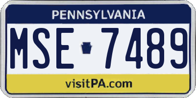 PA license plate MSE7489