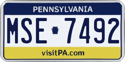 PA license plate MSE7492