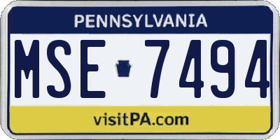 PA license plate MSE7494