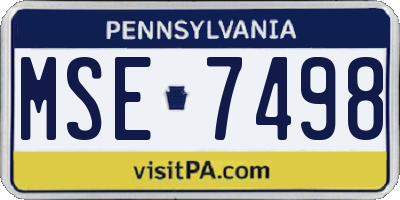 PA license plate MSE7498