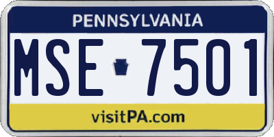 PA license plate MSE7501