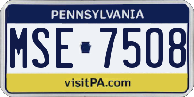 PA license plate MSE7508