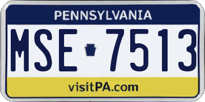 PA license plate MSE7513