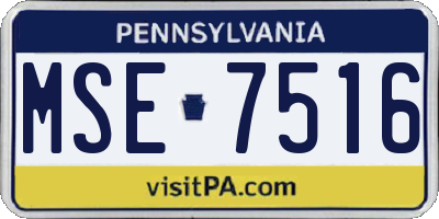 PA license plate MSE7516