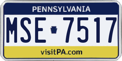 PA license plate MSE7517