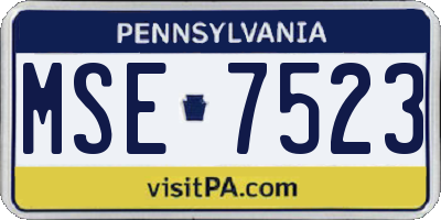 PA license plate MSE7523