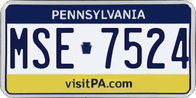 PA license plate MSE7524