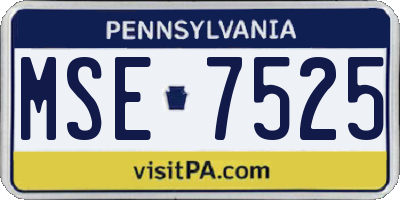 PA license plate MSE7525