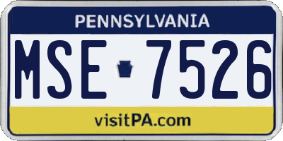 PA license plate MSE7526