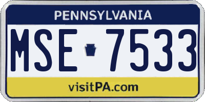 PA license plate MSE7533