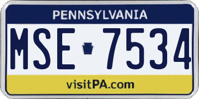 PA license plate MSE7534